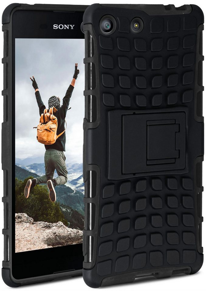 ONEFLOW Handyhülle ONEFLOW® Tank Case für Sony Xperia M5, Panzerhülle Dual-Layer, Robuste Hülle mit Ständer Outdoor Schutzhülle von ONEFLOW