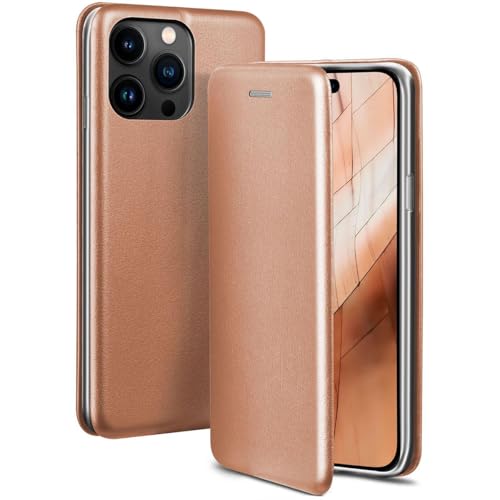 ONEFLOW Business Case für iPhone 14 Pro Max Handyhülle klappbar mit Standfunktion, Klapphülle Flipcase Cover Dünn, PU Leder Hülle mit Kartenfach, 360 Grad Schutzhülle, Rosegold von ONEFLOW