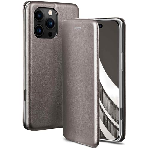 ONEFLOW Business Case für iPhone 16 Pro Handyhülle klappbar mit Standfunktion, Klapphülle Flipcase Cover Dünn, PU Leder Hülle mit Kartenfach, 360 Grad Schutzhülle, Taupe von ONEFLOW
