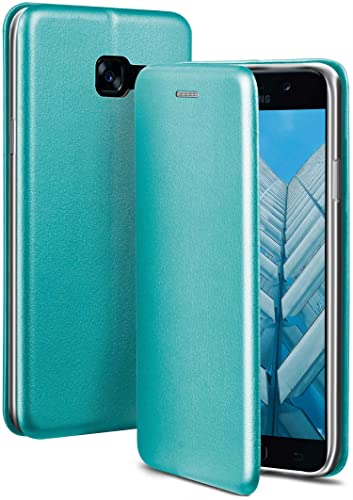 ONEFLOW Handyhülle kompatibel mit Samsung Galaxy A5 (2017) - Hülle klappbar, Handytasche mit Kartenfach, Flip Case Call Funktion, Leder Optik Klapphülle mit Silikon Bumper, Mint Blau von ONEFLOW