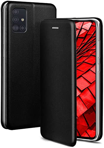 ONEFLOW Handyhülle kompatibel mit Samsung Galaxy A51 - Hülle klappbar, Handytasche mit Kartenfach, Flip Case Call Funktion, Leder Optik Klapphülle mit Silikon Bumper, Schwarz von ONEFLOW