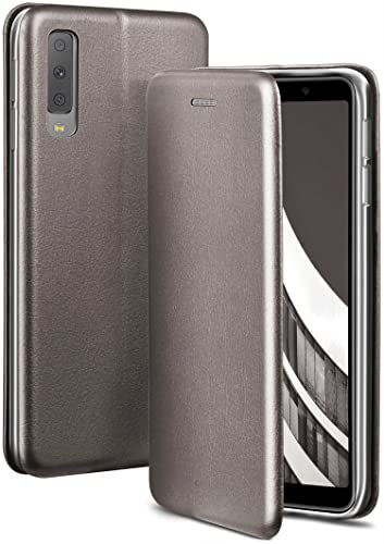 ONEFLOW Handyhülle kompatibel mit Samsung Galaxy A7 (2018) - Hülle klappbar, Handytasche mit Kartenfach, Flip Case Call Funktion, Leder Optik Klapphülle mit Silikon Bumper, Taupe von ONEFLOW