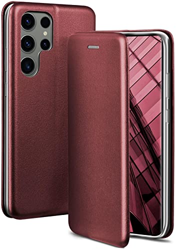 ONEFLOW Business Case für Samsung Galaxy S23 Ultra Handyhülle klappbar mit Standfunktion, Klapphülle Flipcase Cover Dünn, PU Leder Hülle mit Kartenfach, 360 Grad Schutzhülle, Weinrot von ONEFLOW