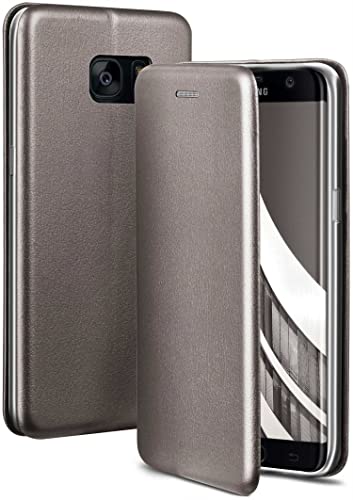 ONEFLOW Handyhülle kompatibel mit Samsung Galaxy S7 Edge - Hülle klappbar, Handytasche mit Kartenfach, Flip Case Call Funktion, Leder Optik Klapphülle mit Silikon Bumper, Taupe von ONEFLOW