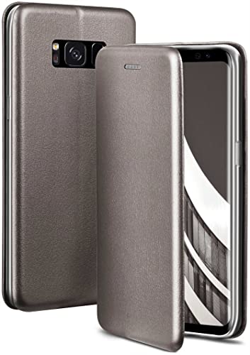 ONEFLOW Handyhülle kompatibel mit Samsung Galaxy S8 - Hülle klappbar, Handytasche mit Kartenfach, Flip Case Call Funktion, Leder Optik Klapphülle mit Silikon Bumper, Taupe von ONEFLOW