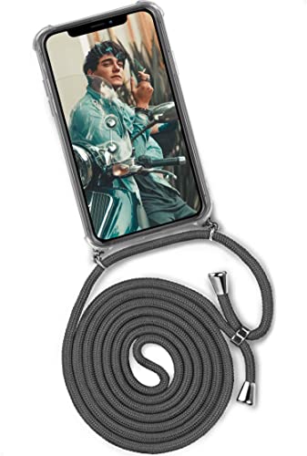 ONEFLOW Handykette 'Twist Case' Kompatibel mit Apple iPhone 11 Pro - Hülle mit Band abnehmbar Smartphone Necklace, Silikon Handyhülle zum Umhängen Kette wechselbar - Dunkelgrau von ONEFLOW