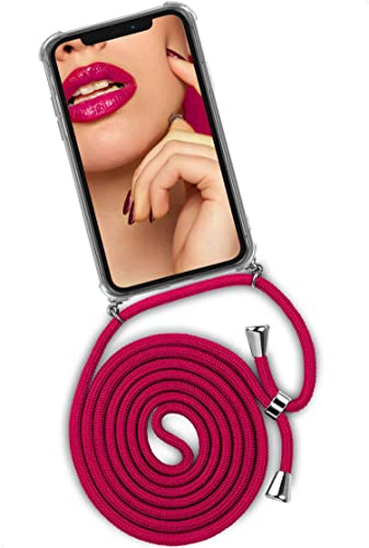 ONEFLOW Handykette 'Twist Case' Kompatibel mit Apple iPhone 12/12 Pro - Hülle mit Band abnehmbar Smartphone Necklace, Silikon Handyhülle zum Umhängen Kette wechselbar - Rosa Pink von ONEFLOW