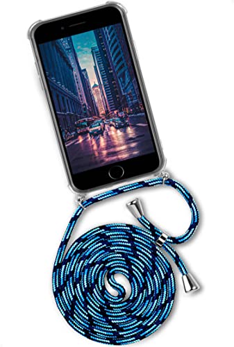 ONEFLOW Handykette 'Twist Case' Kompatibel mit Apple iPhone 7 / iPhone 8 - Hülle mit Band abnehmbar Smartphone Necklace, Silikon Handyhülle zum Umhängen Kette wechselbar - Blau Hellblau von ONEFLOW