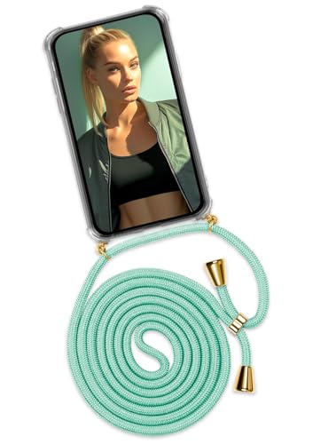 ONEFLOW Twist Case – Handyhülle mit Band für iPhone XR - Handykette zum Umhängen, Hülle mit Kette abnehmbar, Handy Umhängeband, Schutzhülle und Kordel – Mint Grün von ONEFLOW