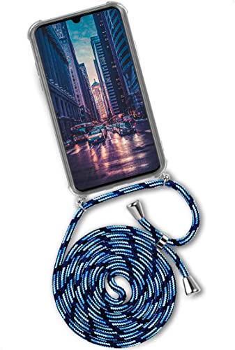 ONEFLOW Handykette 'Twist Case' Kompatibel mit Huawei Mate 20 - Hülle mit Band abnehmbar Smartphone Necklace, Silikon Handyhülle zum Umhängen Kette wechselbar - Blau Hellblau von ONEFLOW