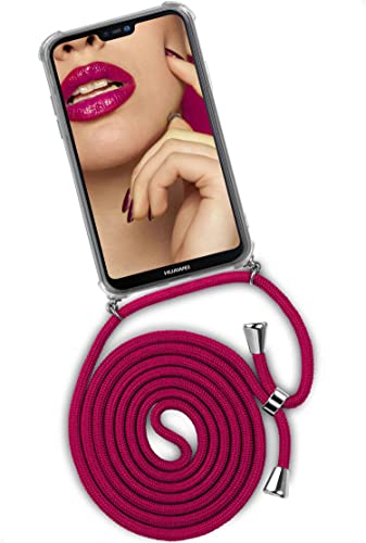 ONEFLOW Handykette 'Twist Case' Kompatibel mit Huawei Mate 20 Lite - Hülle mit Band abnehmbar Smartphone Necklace, Silikon Handyhülle zum Umhängen Kette wechselbar - Rosa Pink von ONEFLOW