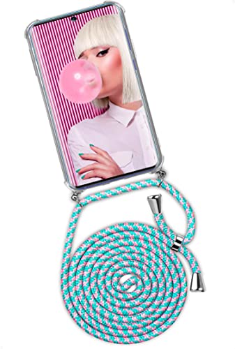 ONEFLOW Handykette 'Twist Case' Kompatibel mit Samsung Galaxy A71 - Hülle mit Band abnehmbar Smartphone Necklace, Silikon Handyhülle zum Umhängen Kette wechselbar - Mint Rosa von ONEFLOW