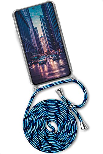 ONEFLOW Handykette 'Twist Case' Kompatibel mit Samsung Galaxy S21 - Hülle mit Band abnehmbar Smartphone Necklace, Silikon Handyhülle zum Umhängen Kette wechselbar - Blau Hellblau von ONEFLOW