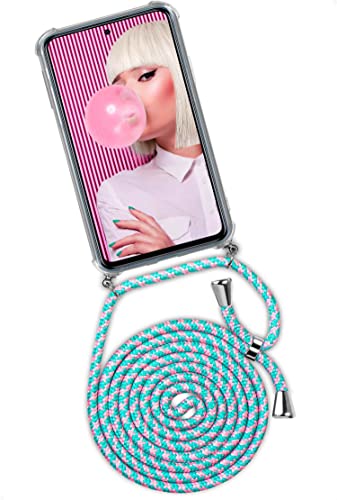 ONEFLOW Handykette 'Twist Case' Kompatibel mit Xiaomi Redmi Note 9 Pro - Hülle mit Band abnehmbar Smartphone Necklace, Silikon Handyhülle zum Umhängen Kette wechselbar - Mint Rosa von ONEFLOW