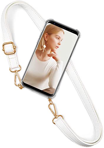 ONEFLOW Handykette 'Twist Strap' kompatibel mit Apple iPhone X/iPhone XS Hülle zum Umhängen transparent, Handyhülle mit Band Vegan Leder, Silikon Schutzhülle Kette abnehmbar - Weiß von ONEFLOW