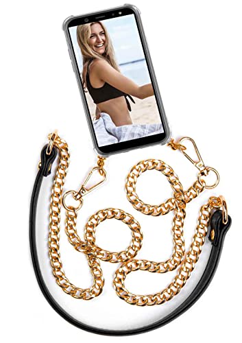 ONEFLOW Handykette abnehmbar kompatibel mit Samsung Galaxy M32 - Hülle mit Band, Handyhülle mit Kette aus Metall zum Umhängen, Schwarz Gold ONEFLOW Handykette abnehmbar kompatibel mit Samsung Galaxy M32 - Hülle mit Band, Handyhülle mit Kette aus Metall zum Umhängen, Schwarz Gold von ONEFLOW