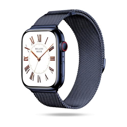 ONEFLOW Milano Mesh kompatibel mit Apple Watch 2 (42mm) Milanaise Armband, Metallarmband elegant Milanese Loop Edelstahl Band Magnetisch, iWatch Armbänder Metall Damen, Napoli Blue von ONEFLOW