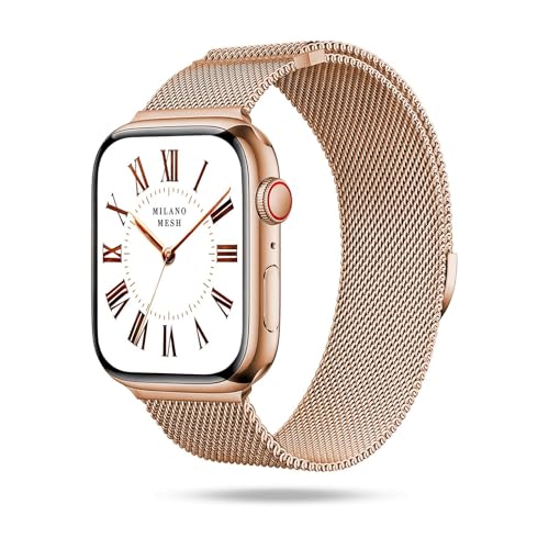 ONEFLOW Milano Mesh kompatibel mit Apple Watch 3 (38mm) Milanaise Armband, Metallarmband elegant Milanese Loop Edelstahl Band Magnetisch, iWatch Armbänder Metall Damen, Firenze Rosa von ONEFLOW