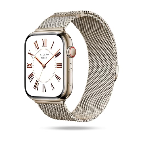 ONEFLOW Milano Mesh kompatibel mit Apple Watch 5 (40mm) Milanaise Armband, Metallarmband elegant Milanese Loop Edelstahl Band Magnetisch, iWatch Armbänder Metall Damen, Verona Oro von ONEFLOW