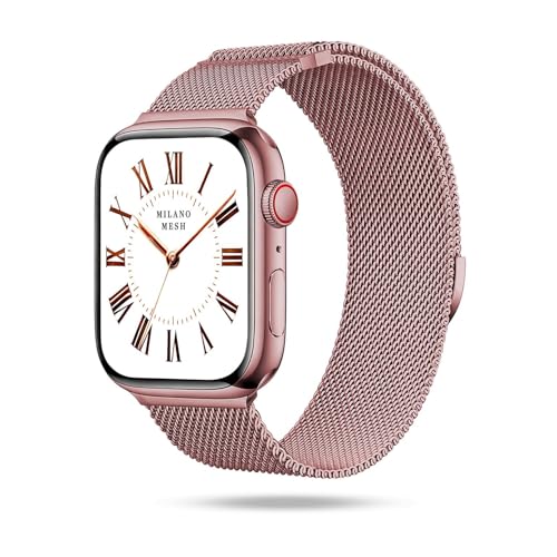 ONEFLOW Milano Mesh kompatibel mit Apple Watch 8 (41mm) Milanaise Armband, Metallarmband elegant Milanese Loop Edelstahl Band Magnetisch, iWatch Armbänder Metall Damen, Toscana Rosa von ONEFLOW