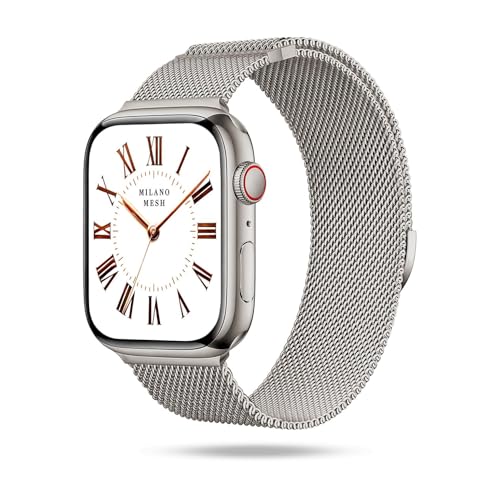 ONEFLOW Milano Mesh kompatibel mit Apple Watch 9 (45mm) Milanaise Armband, Metallarmband elegant Milanese Loop Edelstahl Band Magnetisch, iWatch Armbänder Metall Damen, Capri Glow von ONEFLOW