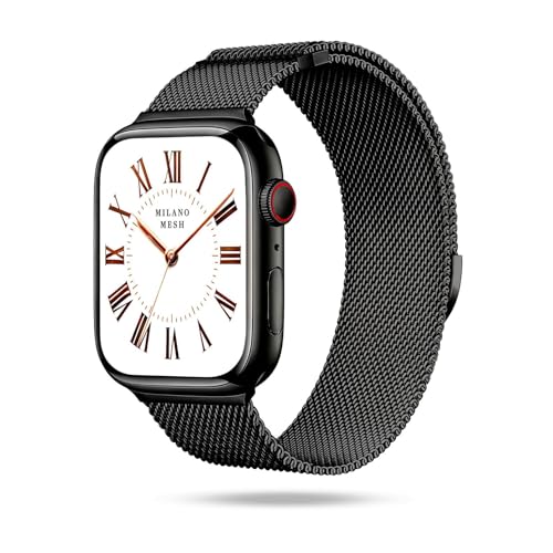 ONEFLOW Milano Mesh kompatibel mit Apple Watch SE 1 (40mm) Milanaise Armband, Metallarmband elegant Milanese Loop Edelstahl Band Magnetisch, iWatch Armbänder Metall Damen, Milano Nero von ONEFLOW
