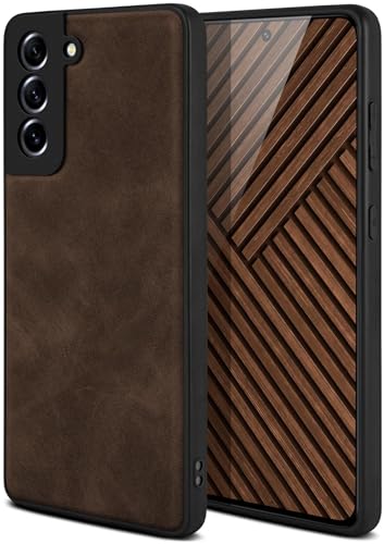 ONEFLOW Pali Case kompatibel mit Samsung Galaxy S21 FE 5G Hülle mit Kameraschutz, Vegan Leder Case, Premium Backcover Handyhülle, Flexible Schutzhülle Ultra Dünn - Dunkelbraun von ONEFLOW