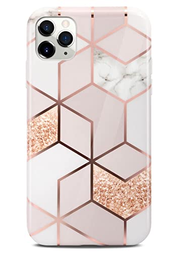 ONEFLOW Sense Case kompatibel mit Apple iPhone 11 Pro Hülle in Marmor Optik, Schutz für Kamera und Bildschirm, Glitzer Handyhülle aus Silikon - glänzend Rosegold (Devotion) von ONEFLOW