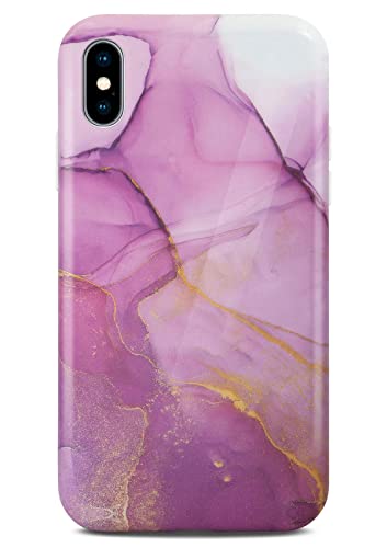 ONEFLOW Sense Case kompatibel mit Apple iPhone X/iPhone XS Hülle in Marmor Optik, Schutz für Kamera und Bildschirm, Glitzer Handyhülle aus Silikon - glänzend Violett (Affection) von ONEFLOW