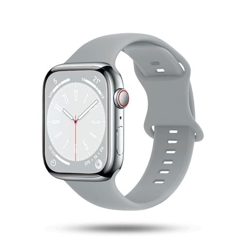 ONEFLOW Soft Band kompatibel mit Apple Watch 1 (38mm) Armband Sport Outdoor, Sportarmband Damen Herren, iWatch Armbänder Silikon weich, Ersatzarmband flexibel Silikonarmband, Hellgrau von ONEFLOW
