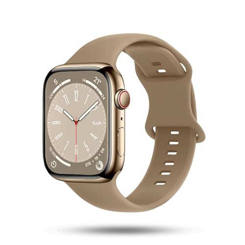 ONEFLOW Soft Band kompatibel mit Apple Watch 1 (42mm) Armband Sport Outdoor, Sportarmband Damen Herren, iWatch Armbänder Silikon weich, Ersatzarmband flexibel Silikonarmband, Gold von ONEFLOW