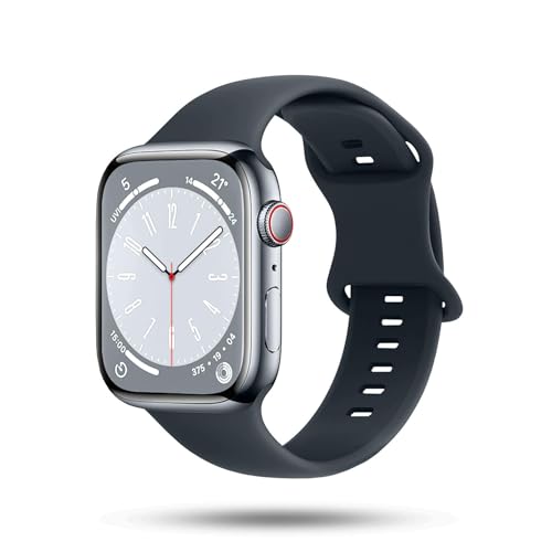 ONEFLOW Soft Band kompatibel mit Apple Watch 3 (42mm) Armband Sport Outdoor, Sportarmband Damen Herren, iWatch Armbänder Silikon weich, Ersatzarmband flexibel Silikonarmband, Grau von ONEFLOW