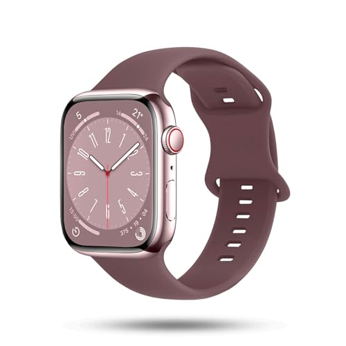 ONEFLOW Soft Band kompatibel mit Apple Watch 4 (44mm) Armband Sport Outdoor, Sportarmband Damen Herren, iWatch Armbänder Silikon weich, Ersatzarmband flexibel Silikonarmband, Pflaume von ONEFLOW