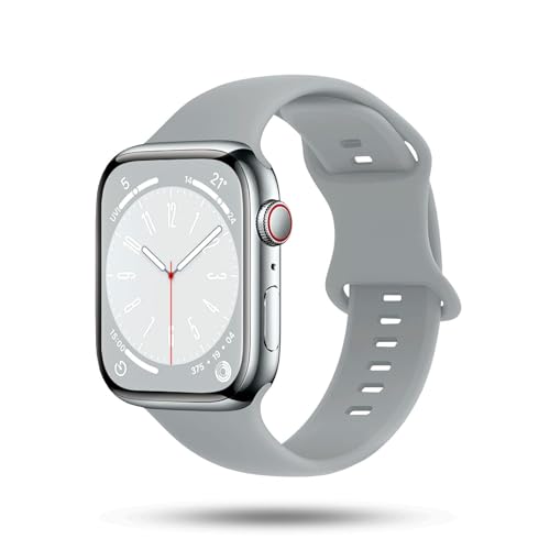ONEFLOW Soft Band kompatibel mit Apple Watch 5 (40mm) Armband Sport Outdoor, Sportarmband Damen Herren, iWatch Armbänder Silikon weich, Ersatzarmband flexibel Silikonarmband, Hellgrau von ONEFLOW