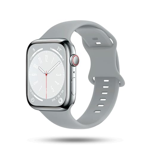 ONEFLOW Soft Band kompatibel mit Apple Watch 7 (41mm) Armband Sport Outdoor, Sportarmband Damen Herren, iWatch Armbänder Silikon weich, Ersatzarmband flexibel Silikonarmband, Hellgrau von ONEFLOW