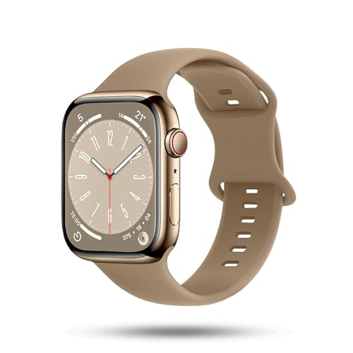 ONEFLOW Soft Band kompatibel mit Apple Watch 8 (41mm) Armband Sport Outdoor, Sportarmband Damen Herren, iWatch Armbänder Silikon weich, Ersatzarmband flexibel Silikonarmband, Gold von ONEFLOW