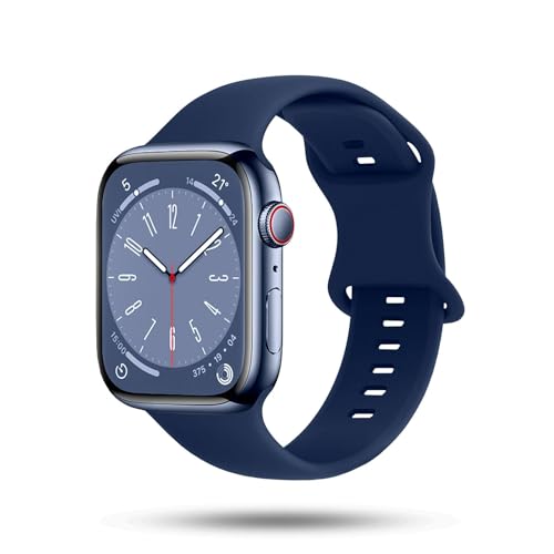 ONEFLOW Soft Band kompatibel mit Apple Watch 9 (45mm) Armband Sport Outdoor, Sportarmband Damen Herren, iWatch Armbänder Silikon weich, Ersatzarmband flexibel Silikonarmband, Blau von ONEFLOW