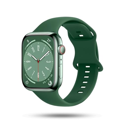 ONEFLOW Soft Band kompatibel mit Apple Watch SE 1 (40mm) Armband Sport Outdoor, Sportarmband Damen Herren, iWatch Armbänder Silikon weich, Ersatzarmband flexibel Silikonarmband, Grün von ONEFLOW