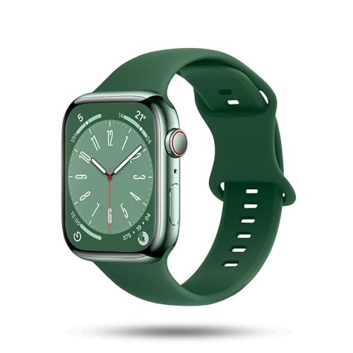 ONEFLOW Soft Band kompatibel mit Apple Watch SE 1 (44mm) Armband Sport Outdoor, Sportarmband Damen Herren, iWatch Armbänder Silikon weich, Ersatzarmband flexibel Silikonarmband, Grün von ONEFLOW