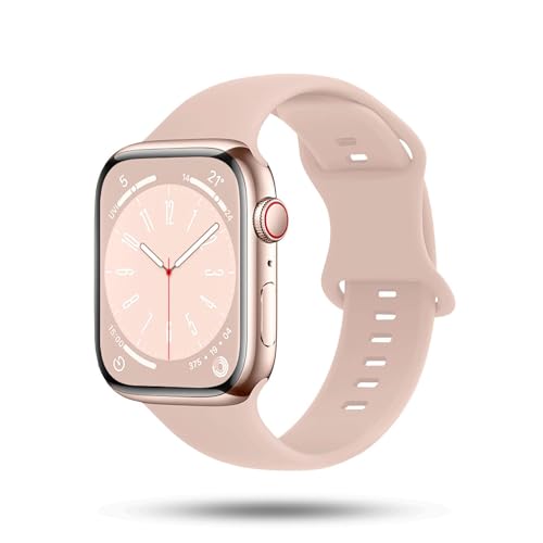 ONEFLOW Soft Band kompatibel mit Apple Watch SE 1 (44mm) Armband Sport Outdoor, Sportarmband Damen Herren, iWatch Armbänder Silikon weich, Ersatzarmband flexibel Silikonarmband, Rosa von ONEFLOW