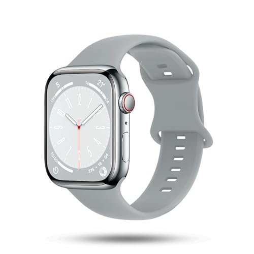 ONEFLOW Soft Band kompatibel mit Apple Watch SE 2 (40mm) Armband Sport Outdoor, Sportarmband Damen Herren, iWatch Armbänder Silikon weich, Ersatzarmband flexibel Silikonarmband, Hellgrau von ONEFLOW