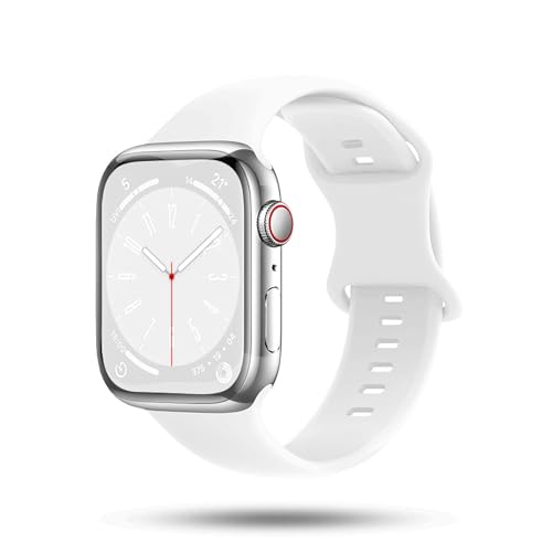 ONEFLOW Soft Band kompatibel mit Apple Watch SE 2 (40mm) Armband Sport Outdoor, Sportarmband Damen Herren, iWatch Armbänder Silikon weich, Ersatzarmband flexibel Silikonarmband, Weiß von ONEFLOW