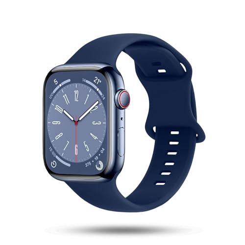 ONEFLOW Soft Band kompatibel mit Apple Watch SE 2 (44mm) Armband Sport Outdoor, Sportarmband Damen Herren, iWatch Armbänder Silikon weich, Ersatzarmband flexibel Silikonarmband, Blau von ONEFLOW