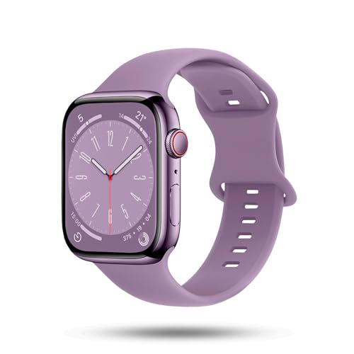 ONEFLOW Soft Band kompatibel mit Apple Watch SE 2 (44mm) Armband Sport Outdoor, Sportarmband Damen Herren, iWatch Armbänder Silikon weich, Ersatzarmband flexibel Silikonarmband, Flieder von ONEFLOW