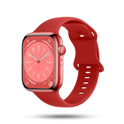 ONEFLOW Soft Band kompatibel mit Apple Watch Ultra 1 (49mm) Armband Sport Outdoor, Sportarmband Damen Herren, iWatch Armbänder Silikon weich, Ersatzarmband flexibel Silikonarmband, Rot von ONEFLOW