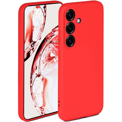ONEFLOW Soft Case für Samsung Galaxy S25 Hülle aus Silikon mit Kameraschutz, Silikonhülle mit erhöhtem Schutz fürs Display, Backcover Schutzhülle, weiche Handyhülle, Rot von ONEFLOW