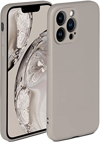 ONEFLOW Soft Case kompatibel mit Apple iPhone 13 Pro Max Hülle aus Silikon, erhöhte Kante für Bildschirmschutz, zweilagig, weiche Handyhülle - matt Taupe von ONEFLOW