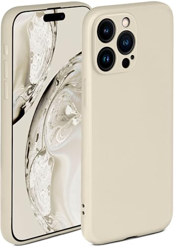 ONEFLOW Soft Case kompatibel mit Apple iPhone 15 Pro Max Hülle aus Silikon, erhöhte Kante für Bildschirmschutz, zweilagig, weiche Handyhülle - matt Creme von ONEFLOW