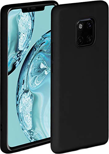 ONEFLOW Soft Case kompatibel mit Huawei Mate 20 Pro Hülle aus Silikon, erhöhte Kante für Bildschirmschutz, zweilagig, weiche Handyhülle - matt Schwarz von ONEFLOW