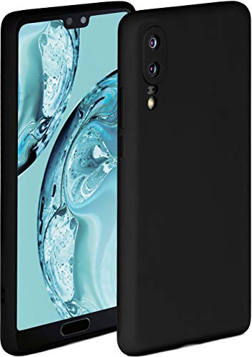 ONEFLOW Soft Case kompatibel mit Huawei P20 Hülle aus Silikon, erhöhte Kante für Bildschirmschutz, zweilagig, weiche Handyhülle - matt Schwarz von ONEFLOW
